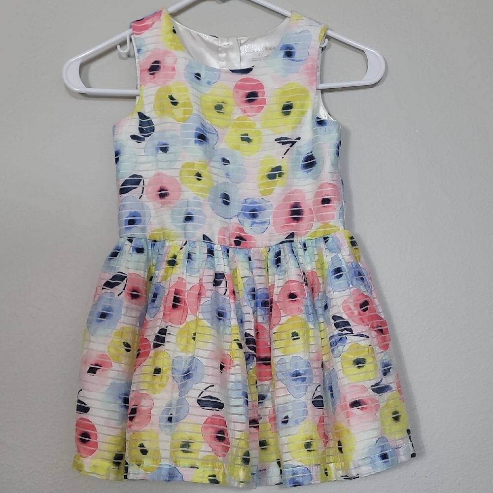 Cherokee Toddler Girl Floral Fit Flare Dress Size 5T Easter Sleeveless Pastel